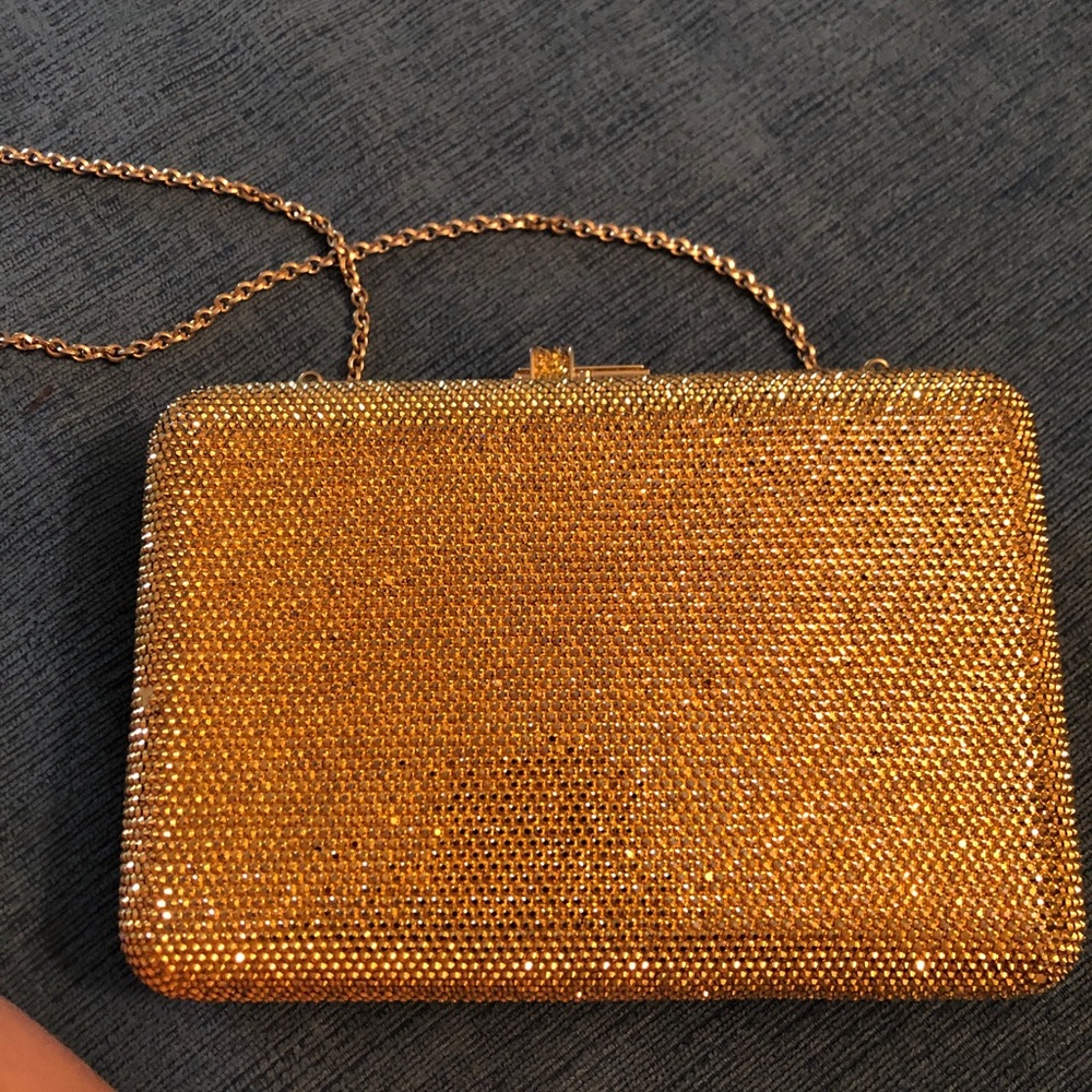 Judith Leiber couture gold crystal clutch